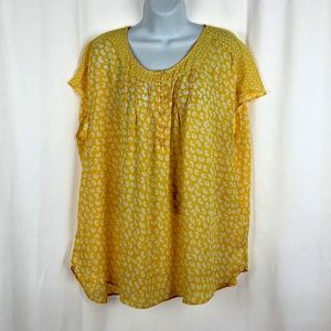 Talbots sheer half button cap sleeve top 2X